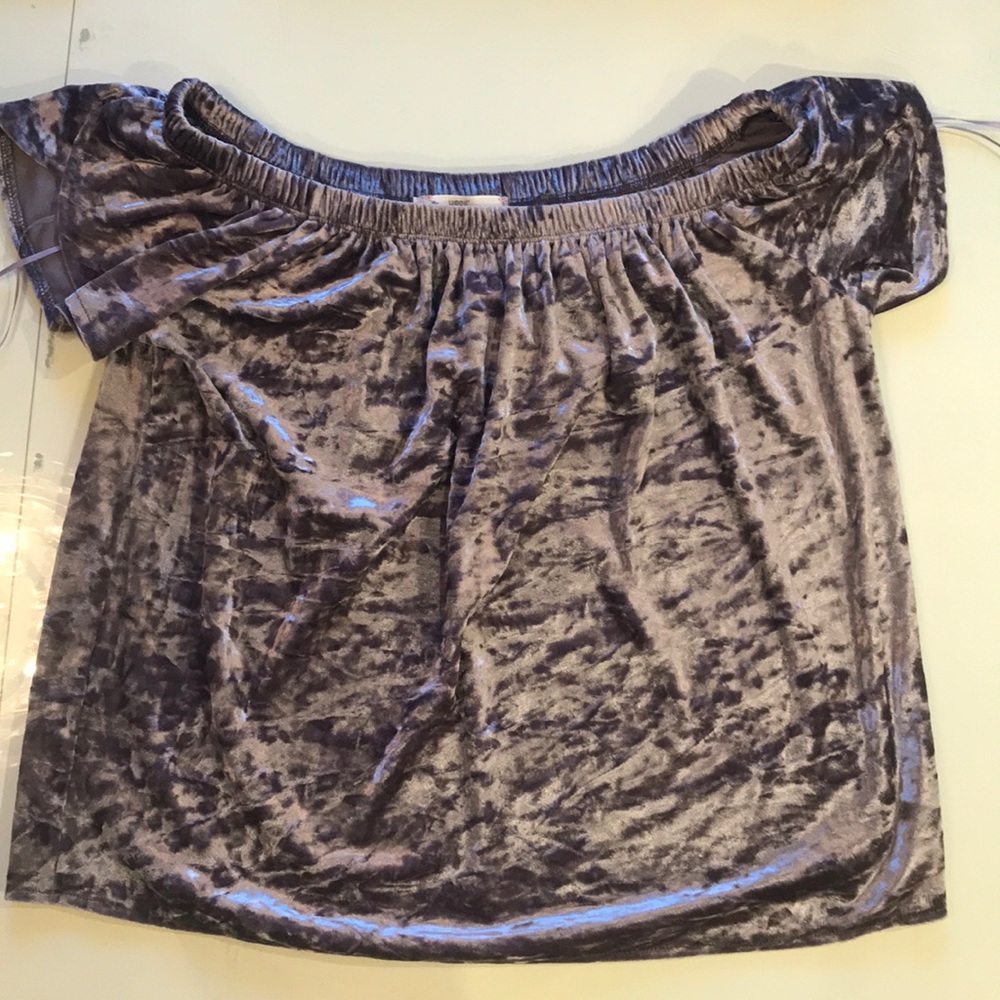 Off The Shoulder Crushed Velvet Lavender Shirt